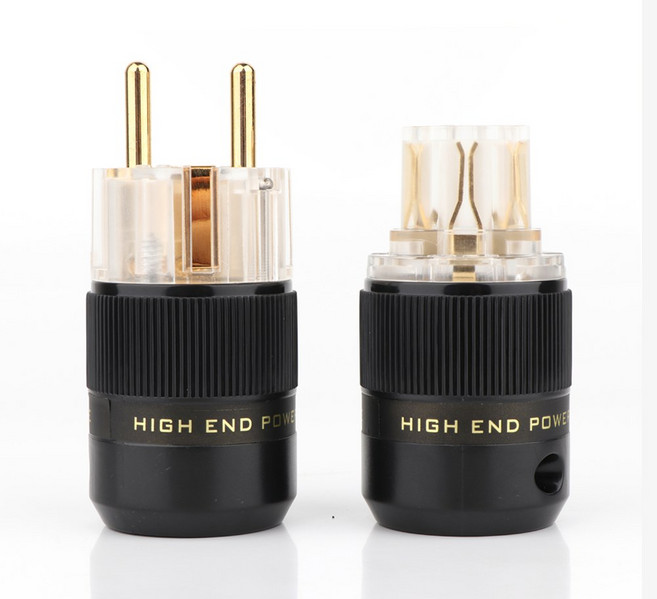 슈코 전원 플러그 EU 플러그 Hifi 유럽 플러그 전원 플러그 24K 금 로듐 은 도금 HIFI DIY P078E, 01 파란, 04 T-24K Gold Plated