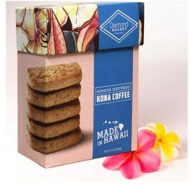 Diamond Bakery 낱개 개별 포장 과자 다이아몬드 베이커리 코코넛 하와이안 쇼트브레드 쿠키 4.4온스, Coffee, 4.4 Ounce (Pack of 1), 125g, 1개
