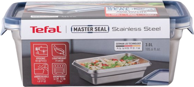 PicknGO 테팔 마스터씰 SS 밀폐용기 3L PG0035, 1개