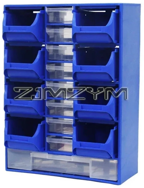 벽걸이 하드웨어 부품 상자 결합 멀티 그리드 서랍 유형 구성 요소 빌딩 블록 나사 보관 케이스, 02 파란