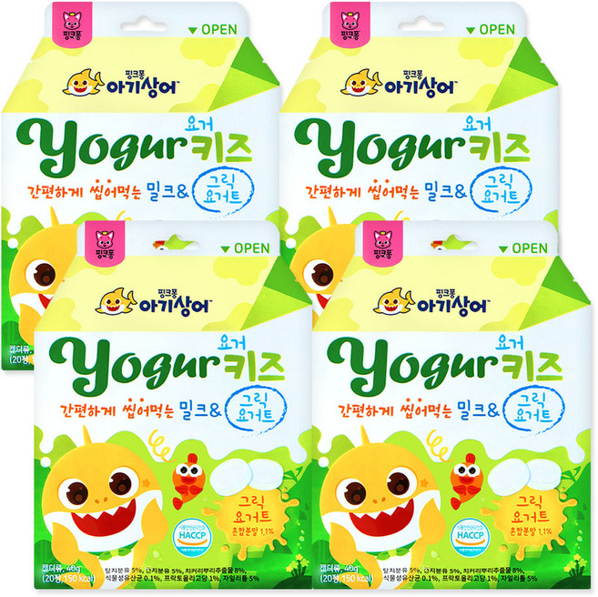 핑크퐁 아기상어 요거키즈 밀크&그릭요거트 캔디, 4개, 40g
