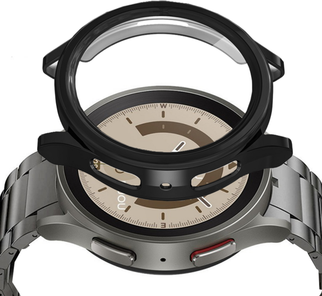 올인템 삼성 갤럭시워치6 5 4 클래식 호환 풀커버 보호 케이스, 블랙, 1개