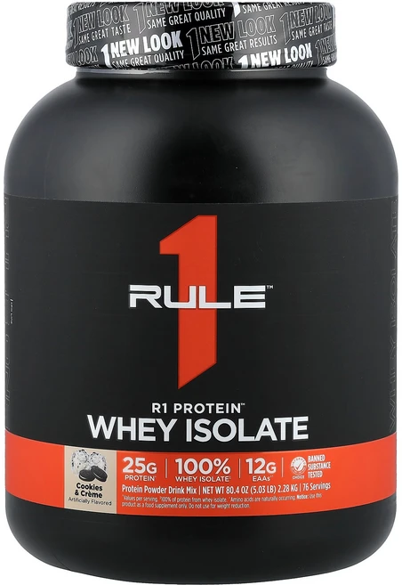 Rule One Proteins 룰원프로틴 R1 웨이 아이솔레이트 쿠키 앤 크림 5.03 lb 파우더 단백질보충제, 1개, 2.28kg - 쿠팡