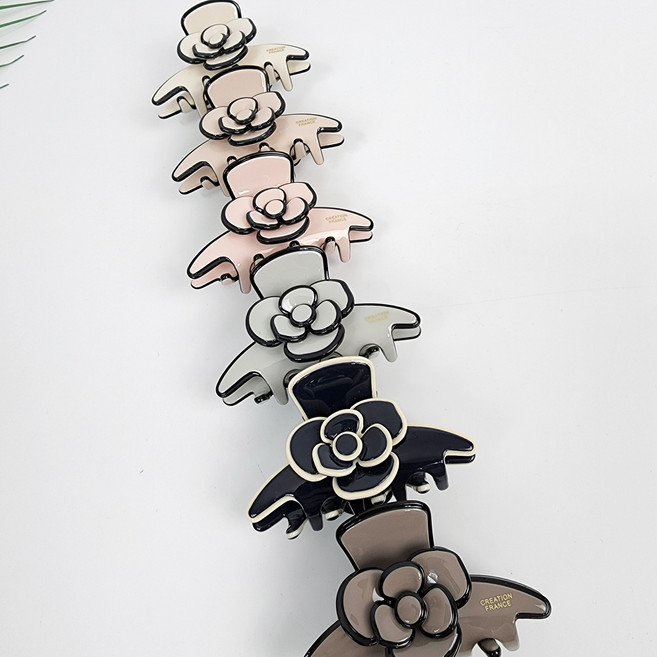 시크몽 프랑스핀 파스텔톤 러블리 동백꽃 6.5 cm 반묶음 헤어 집게핀