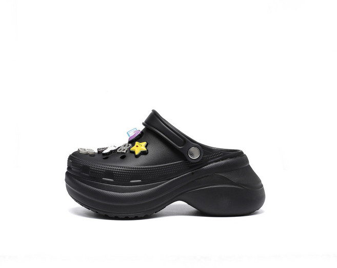 厚底配飾洞洞穆勒鞋 韓版ins潮, 黑色,40