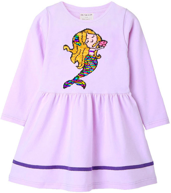 여아 빈찍 반전 스팽글 긴팔 원피스