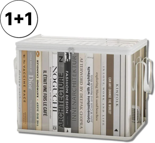 루바르 차곡차곡 책정리함 특대형 세트, 투명화이트, 2개