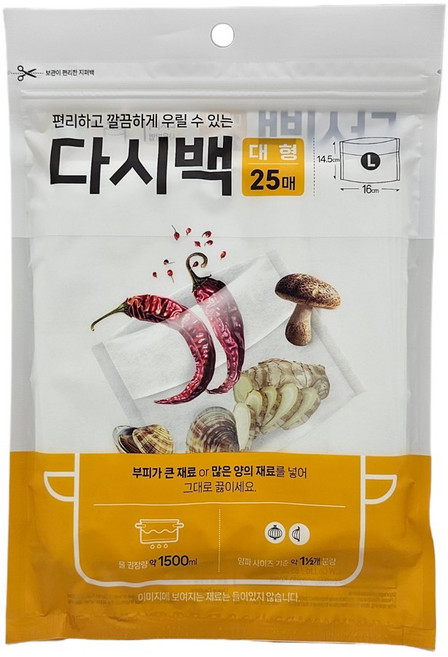 Jeepsaram 국내생산 일회용 다시백, 1개, 25개입, 대(L)