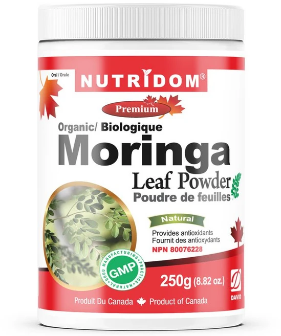 뉴트리돔 유기농 모링가 잎 분말 가루 파우더 Organic Moringa Leaf Powder 캐나다 직구, 250g, 1개 - 쿠팡
