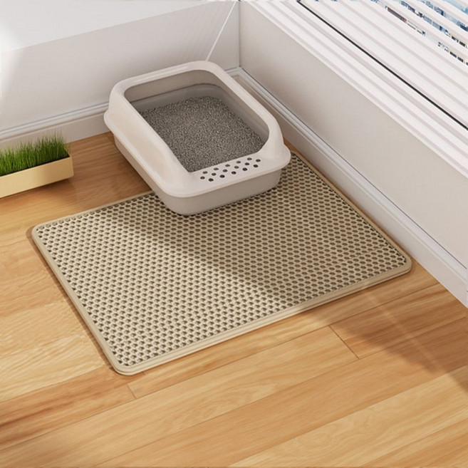고양이 모래매트 화장실 모래빠짐 벌집 매트, 베이지, 1개