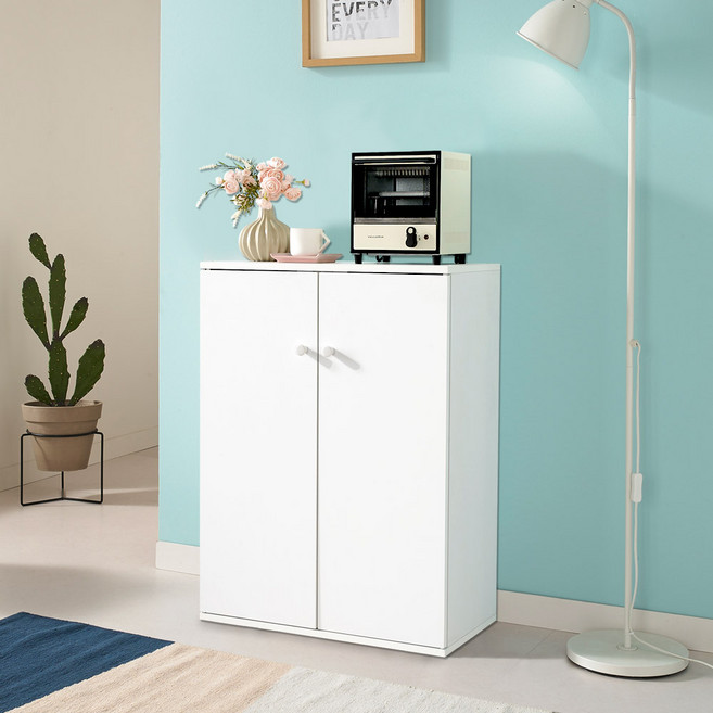 키모 다용도 양문형 수납장 선반 600, 화이트