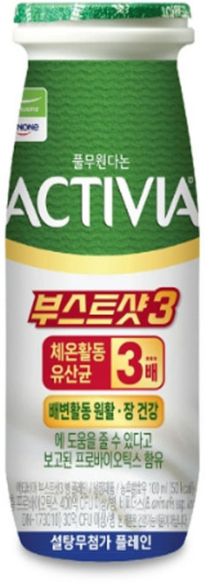 풀무원 다논 액티비아 부스트샷3 설탕 무첨가 플레인 맛, 24개, 100ml