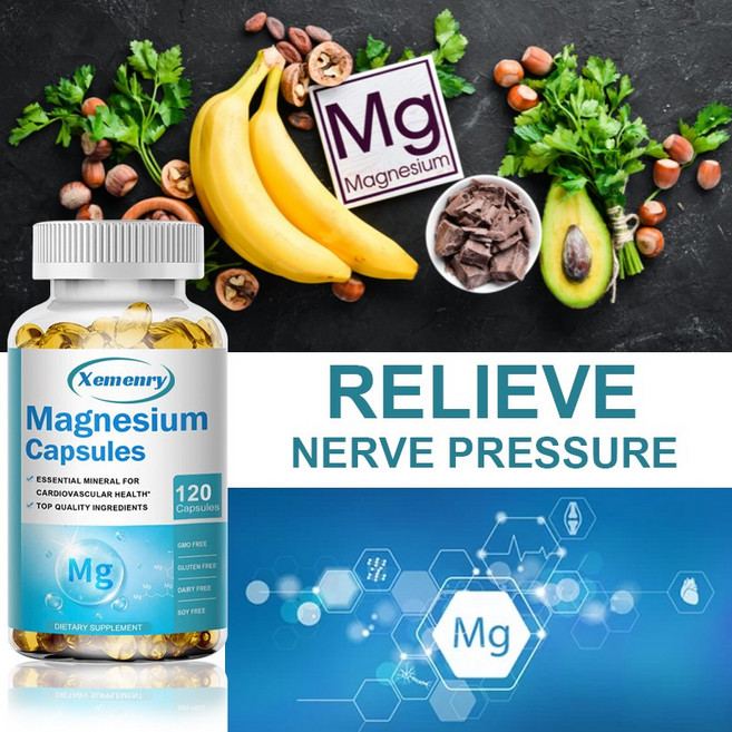 1회 제공량당 마그네슘 글리시네이트 500mg 근육 심장 신경 및 뼈 건강을 위한 건강 보조 식품, 2개, 120정