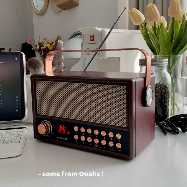 인테리어 블루투스 스피커 앤틱 카페 클래식 엔틱, 호두나무색, 공식 기본형