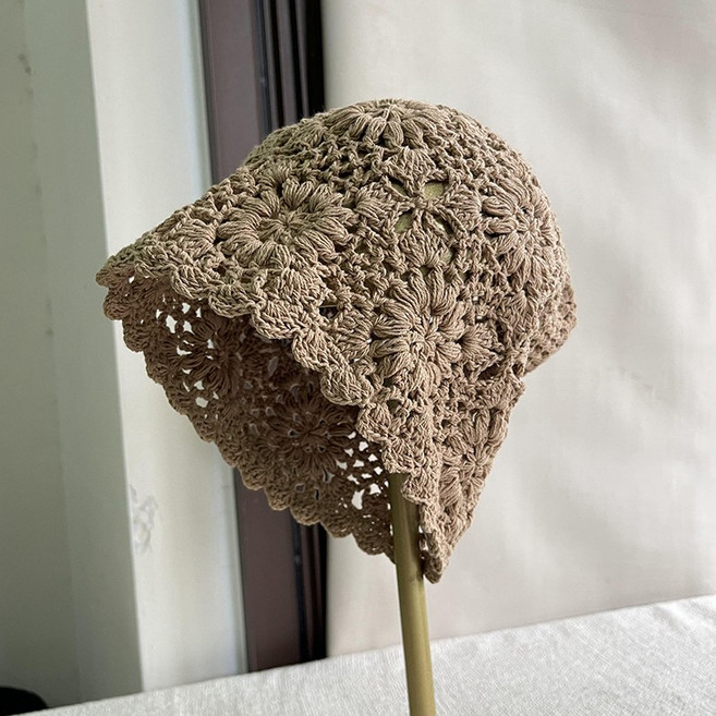 HALOPICK 플라워 봄 여름 뜨개 버킷햇 크로셰 롱 비니