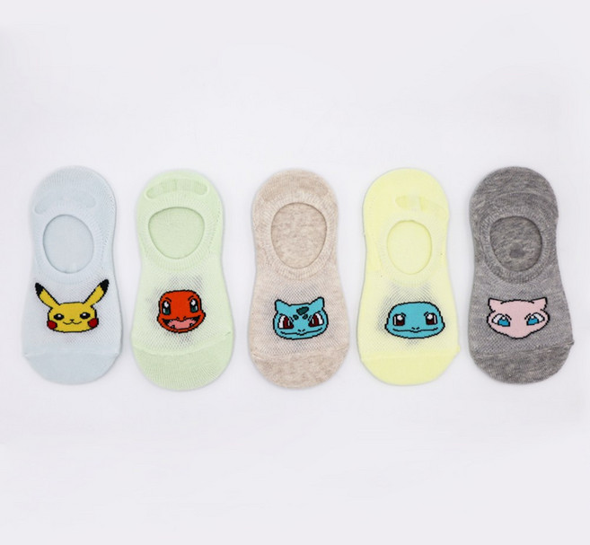 포켓몬 페이크삭스 5켤레 아동 남아 여아 초등 학생 어린이 키즈 주니어 삭스 벗겨짐방지 미끄럼방지 피카츄 여름 메시 양말 요술 덧신