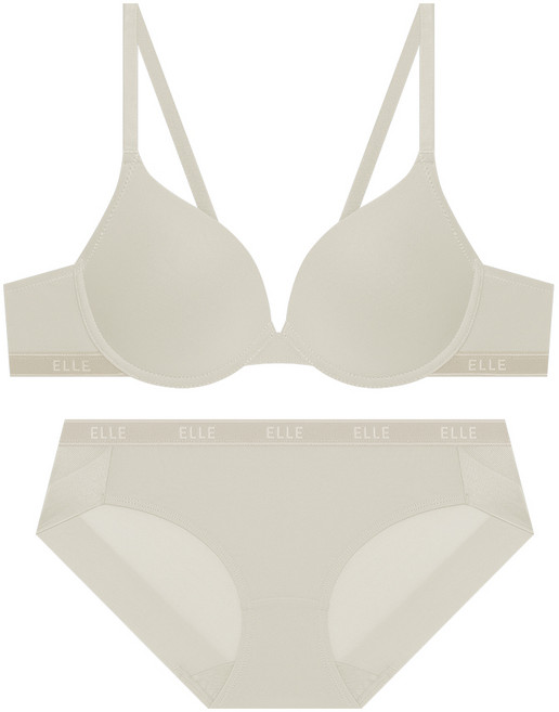 엘르이너웨어 페미닌 쿨 서포트 브라 팬티 세트 - 베이지