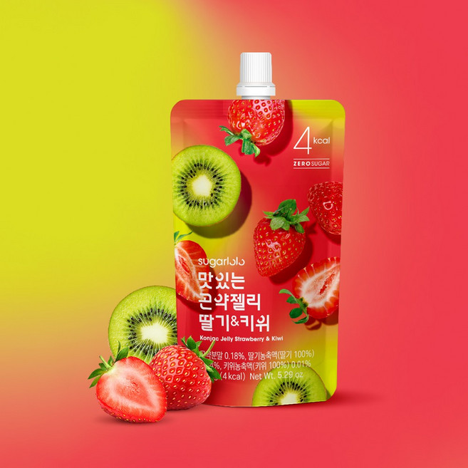 인테이크 슈가로로 맛있는 곤약젤리 딸기&키위, 150g, 40개