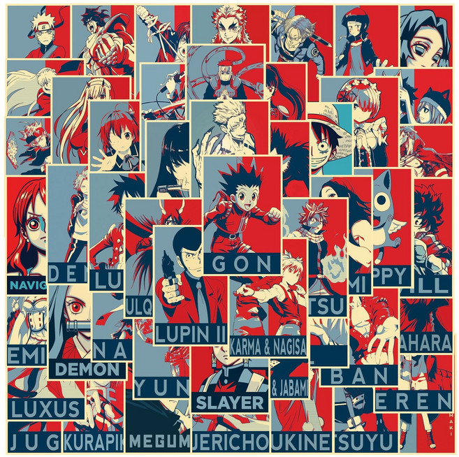 번블랙 애니메이션 컬러 만화 잡지 스티커 다꾸 폰꾸 휴대폰 다이어리 캐리어, 1세트, 컬러B