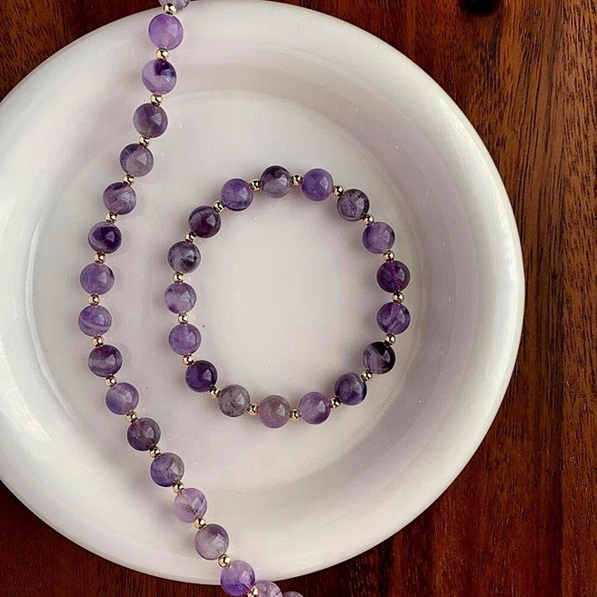 웰리나 천연 고급 드리미 자수정 목걸이 팔찌 부드러운 색감 자수정