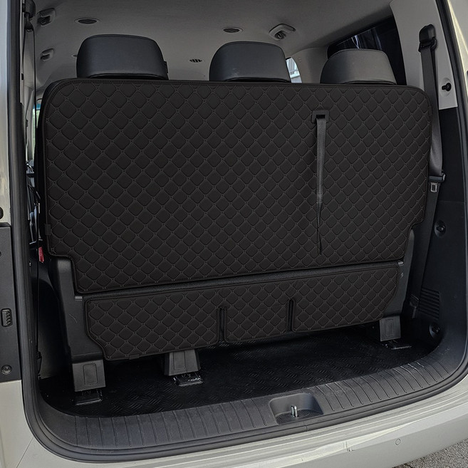 스타리아 라운지/투어러 프리미엄 퀄팅 시트백 커버, 1개, 라운지 9인승-블랙(매트)+블랙(실)