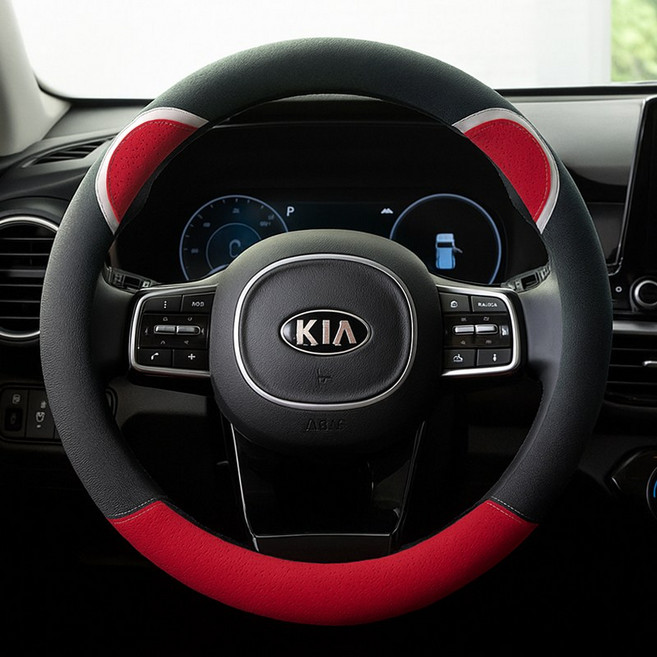 곰돌이 자동차 핸들커버 원형 차량용 전차종 베어스티치, 와인