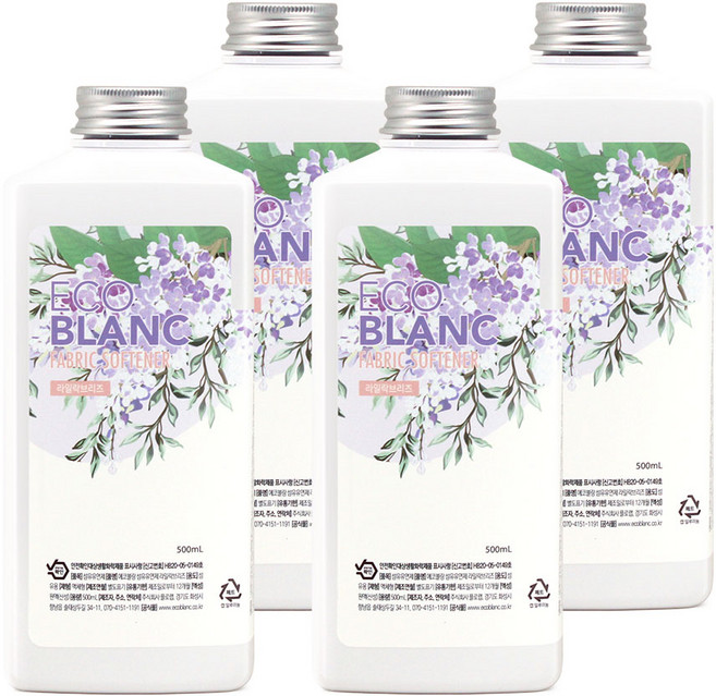 에코블랑 퍼퓸 섬유유연제 라일락브리즈, 4개, 500ml