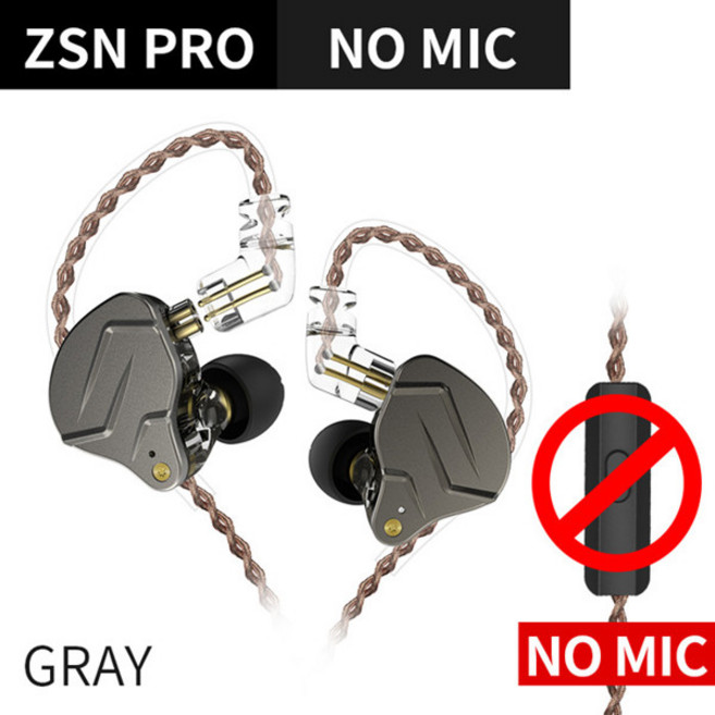 KZ ZSN Pro 이어폰 하이브리드 기술 1BA 1DD HIFI 베이스 메탈 이어버드 스포츠 소음 차단 헤드셋 모니터, [03] ZSN Pro Gray No Mic