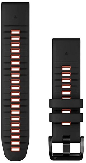 Garmin QuickFit 22mm 시계 밴드 - 포그 그레이/모스 실리콘 밴드 191860, 1개, 블랙/플레임 레드