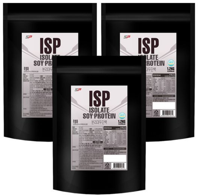 SP스포츠 ISP 분리대두단백질 흑임자맛, 1.2kg, 3개