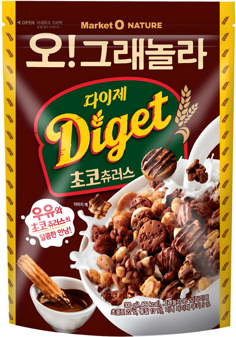 마켓오네이처 오그래놀라 다이제 초코츄러스 시리얼, 300g, 1개
