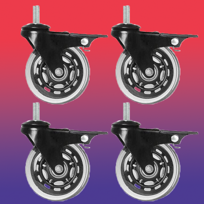 비르피츠 M8 볼트형 무소음 우레탄 바퀴 회전 3인치 브레이크타입, 4개