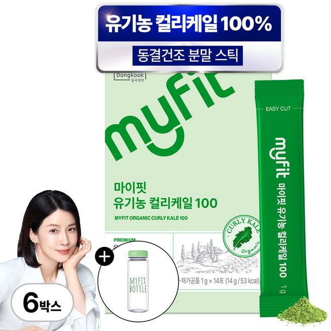 동국제약 마이핏 이보영 유기농 컬리케일 100% 분말 동결건조 곱슬케일, 6개, 14회분