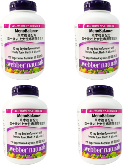 webber naturals MenoBalance草本複合配方 40歲以上女性專用 素食膠囊 含大豆異黃酮與維生素E, 4個, 150顆