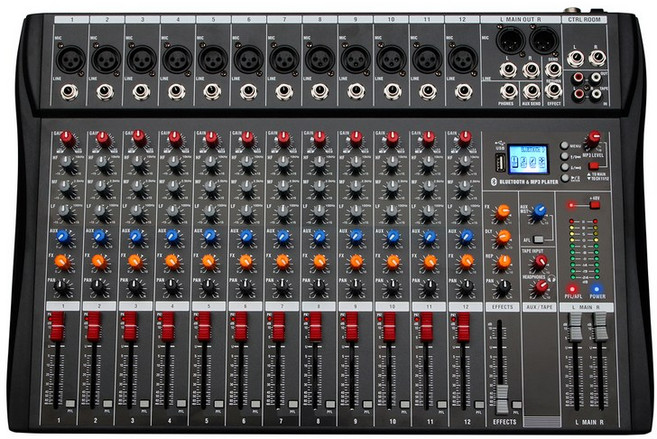 오디오 분배기DEPUSHENG DX12 전문 오디오 믹서 채널 콘솔 USB MP3 입력 48V 팬텀 파워 DJ, 01 DX12