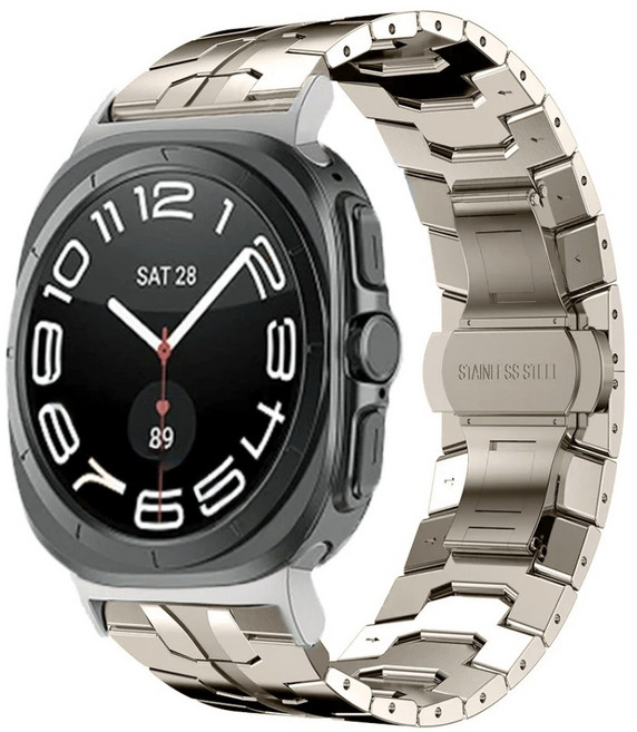 Chicwrist [정품호환] 삼성 갤럭시워치 울트라 47mm (2024/2025) 스테인리스 메탈 스트랩 체인 밴드, 티타늄, 1개