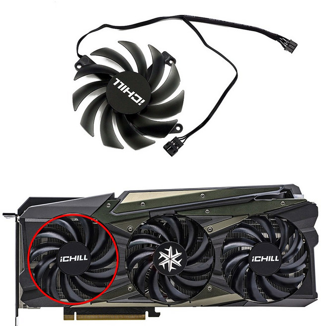 CF 12915S 그래픽 카드 냉각 팬용 GPU 쿨러 INNO3D RTX 3070 3070Ti 3080 3080Ti 3090 ICHILL X4 OC 85mm RTX3080, A Fan