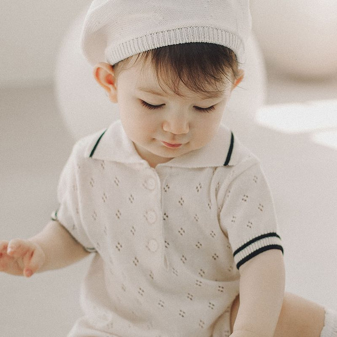 해피프린스 로이니 니트 반팔 아기 수트