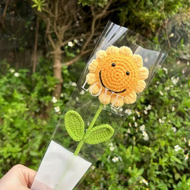 編織玫瑰花 康乃馨 太陽花, 34.開心向日葵送包裝袋, N/A, 開心向日葵