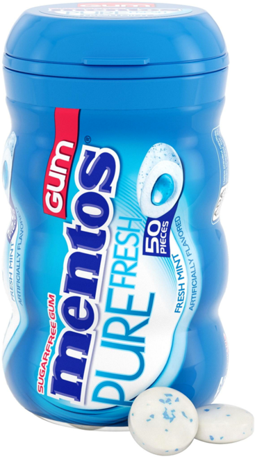Mentos Pure Fresh Sugar-Free Chewing Gum with Xylitol Fresh Mint 멘토스 퓨어 프레시 무설탕 자일리톨 껌 프레시 민트 50, 1개