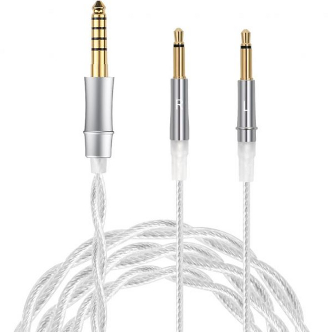 13528441 헤드폰 연장 케이블 코드 연장선 FAAEAL 구리·은 도금 밸런스 Hifiman HE400SE HE560 HE-350 Meze99 Classics Denon, 4.4mm 플러그(실버 메키).
