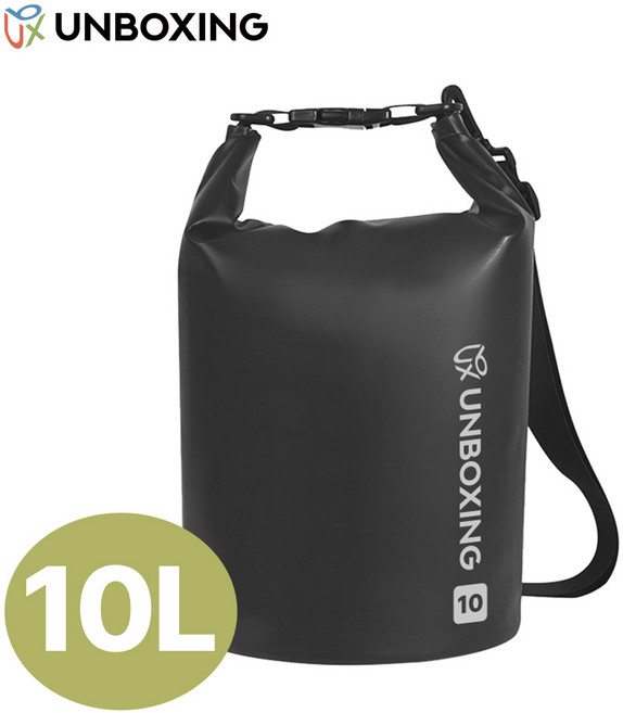 언박싱 아웃도어 드라이백 방수가방 물놀이 워터밤 생존 수영 가방 생활방수 대용량, 10L, 블랙