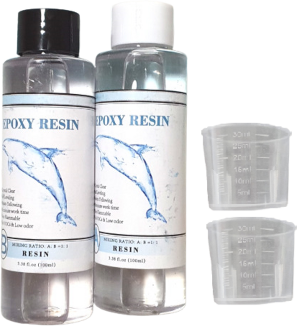 리리아트 고투명 크리스탈 2액형 1대1 에폭시 200ml 계량컵 포함, 혼합, 1세트