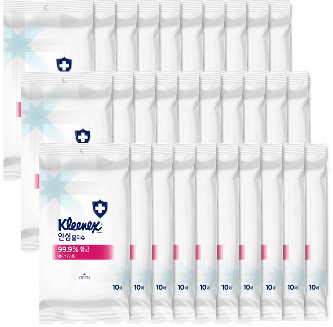크리넥스 안심 물티슈 휴대형, 10매, 30개