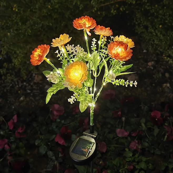 LED 태양광 채송화 실외 정원등 캠핑 야외등 경관 조경 테라스 조명, LED 모듈포함(노란불), 수량 1개