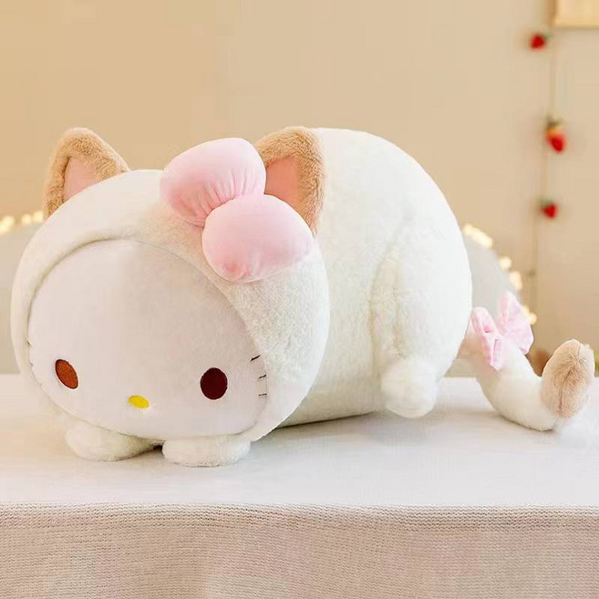 산리오 쿠로미 시나모롤 마이멜로디 헬로키티 고양이 대형인형 안고자는 베개 귀여운 인형 쿠션 동물 바디필로우, 화이트