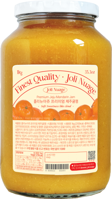 졸리뉴아쥬 프리미엄 제주귤잼 대용량 벌크, 1개, 1kg
