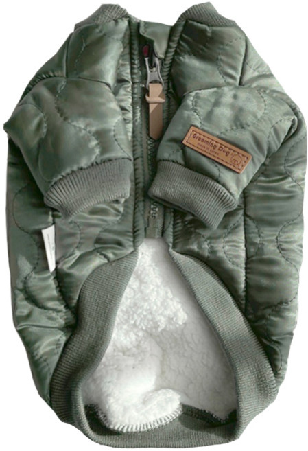 그루밍독 반려동물 힙한 기모 항공 점퍼, 카키, 1개