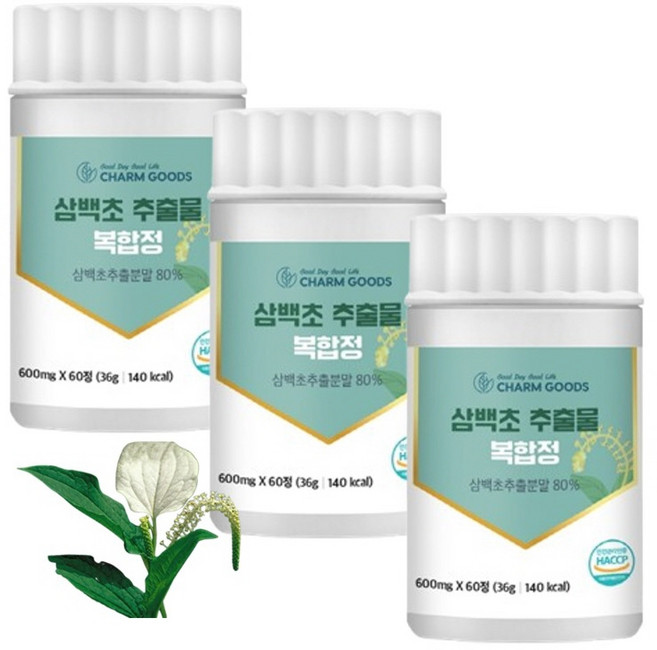 삼백초 추출물 복합정 플라보노이드 콜레스테롤 면역력 항염 피부건강, 3개, 60정