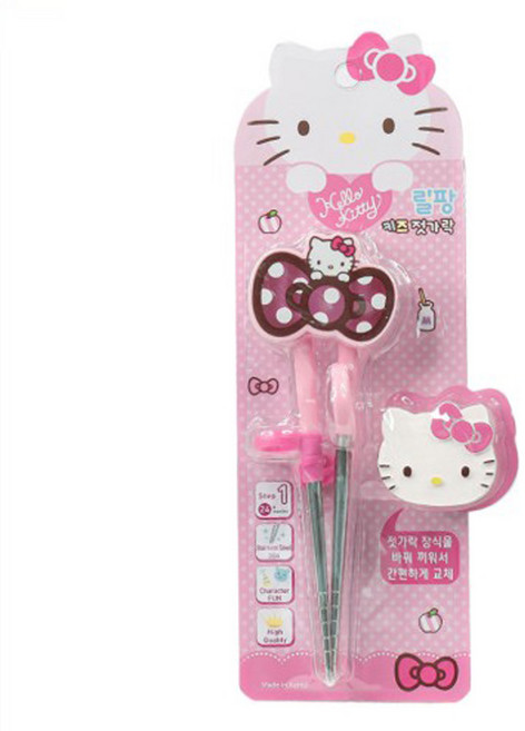 홈앤키즈 산리오 헬로키티 체인지 교정용 스텐 젓가락 1단계 여아 아기 어린이 어린이집 교정젓가락 키티 귀여운 캐릭터 연습용 단체선물, 헬로키티 체인지교정용스텐젓가락1단계, 1개